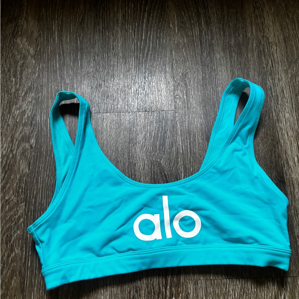 ALO Yoga Blue Bikini Racerback Swim Top